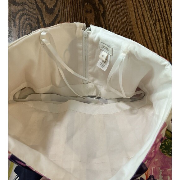 J Crew Strapless 100% Silk Mini‎ Dress Size 0 Cream Watercolor Lined Pockets EUC - Picture 10 of 14